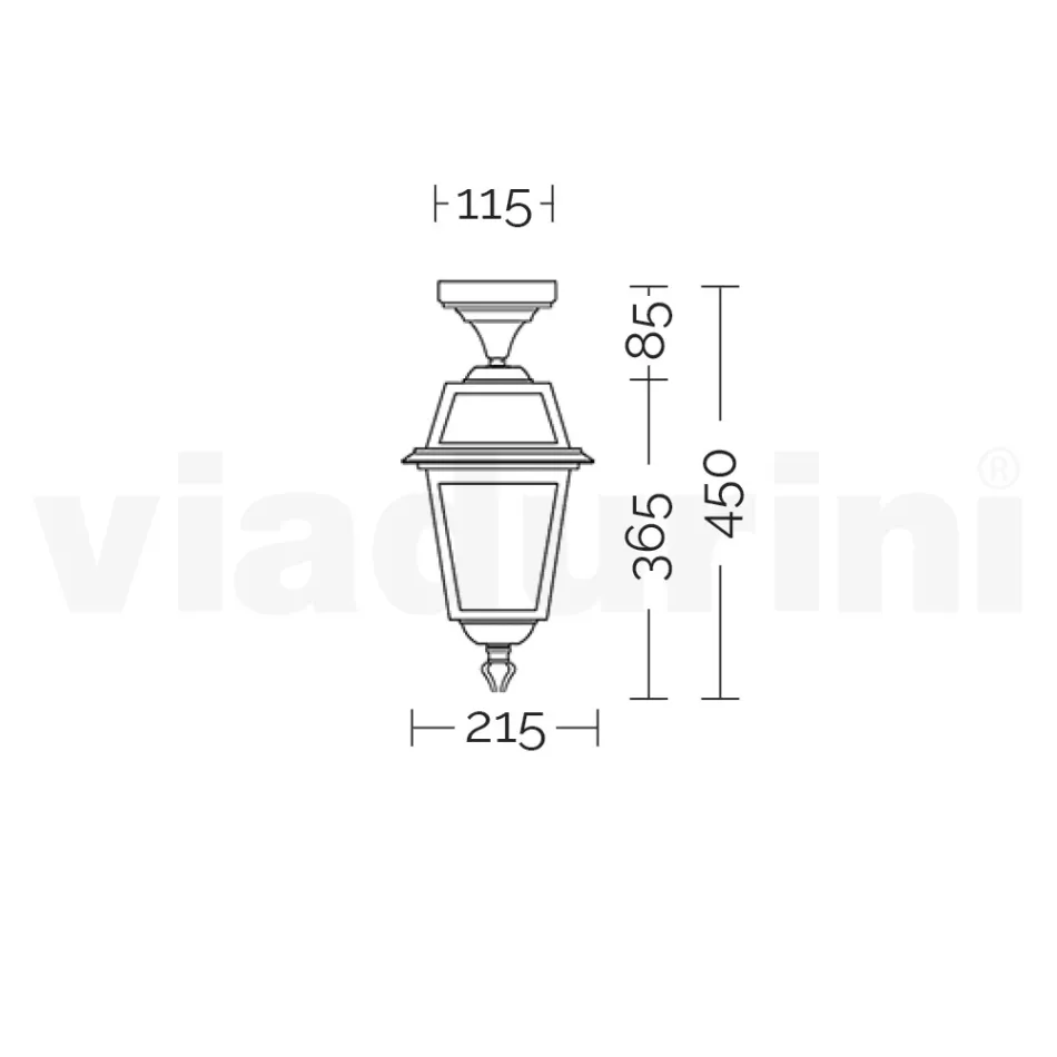 Feneri i tavanit të kopshtit në alumin antracit dhe xham me rërë - Elric Viadurini