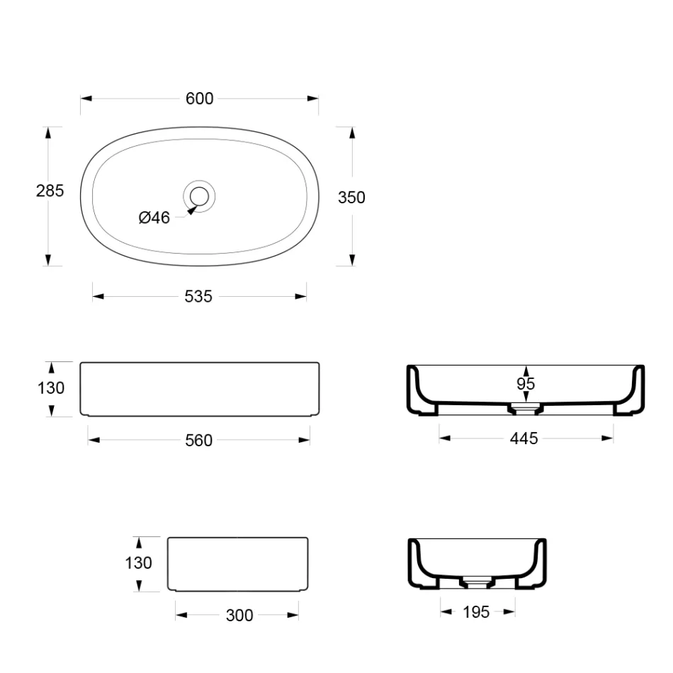 Lavaman Qeramik 60x35 cm me Ngjyra të Ndryshme, Prodhuar në Itali - Girl Viadurini