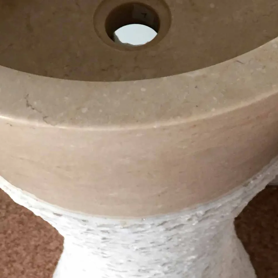 Lavatrice me kolonë të bardhë në gur natyral Iris, pjesë unike Viadurini