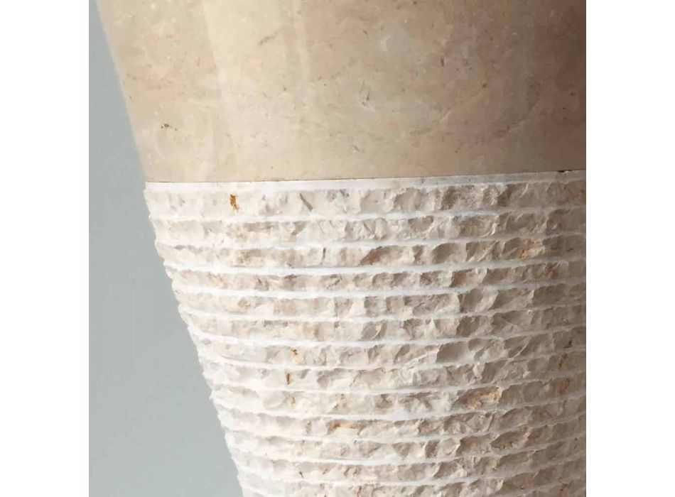 Lavatrice me kolonë të bardhë në gur natyral Iris, pjesë unike Viadurini