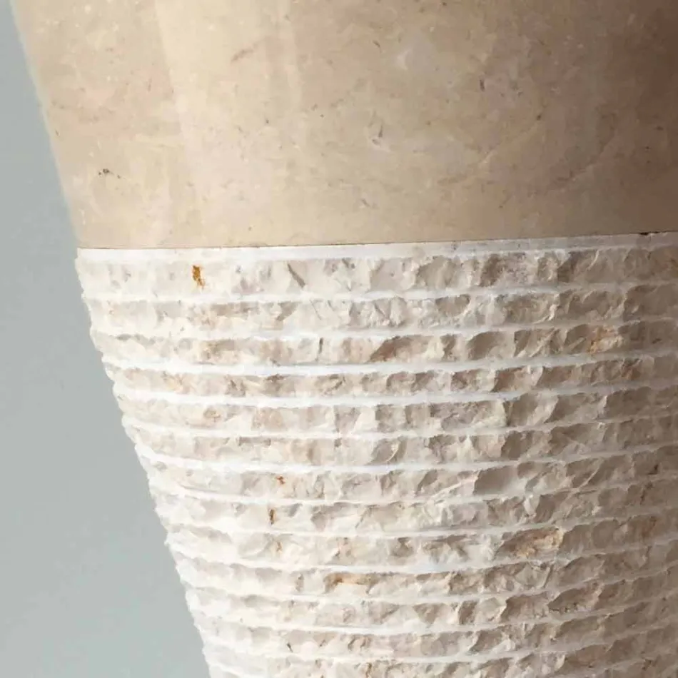 Lavatrice me kolonë të bardhë në gur natyral Iris, pjesë unike Viadurini