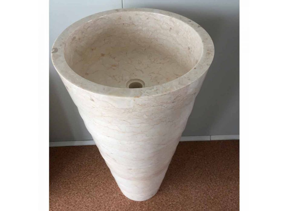 Dizajn lavaman banjo në gur të bardhë Brent, copë unike Viadurini