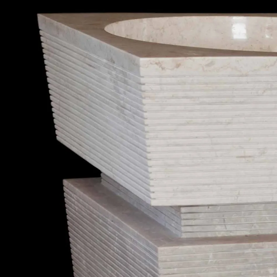 lavaman i montuar natyrshëm Sire gur i bardhë, i punuar me dorë Viadurini