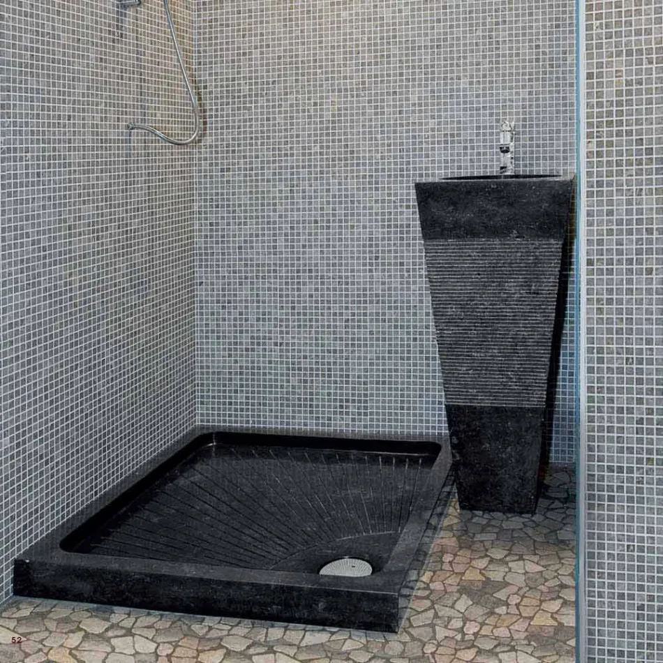 Gurë piramidash kolonë lavatrice Nias natyrore të zeza Viadurini