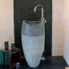 Washbasin Column Stone Sferical Smoke Natural Gili Viadurini
