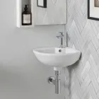 Lavaman këndor në qeramikë të bardhë me një dizajn modern dhe elegant - Silica Viadurini