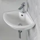 Lavaman këndor në qeramikë të bardhë me një dizajn modern dhe elegant - Silica Viadurini