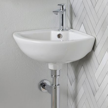 Lavaman këndor në qeramikë të bardhë me një dizajn modern dhe elegant - Silica Viadurini