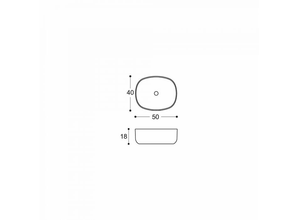 Lavaman i countertopit Oval me Dizajn Modern në Qeramikë të Bardhë - Ventori2 Viadurini