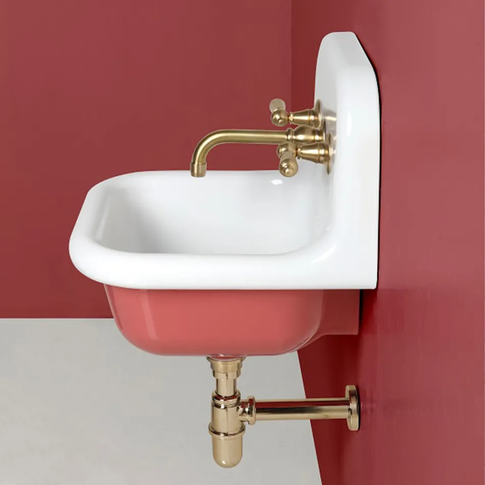 Lavaman i Banjës me Pezullim në Qeramikë të Bardhë dhe me Ngjyra 42 cm - Meridiano Viadurini