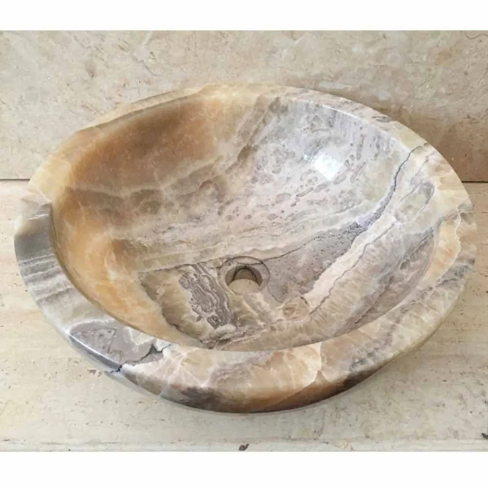 Larje countertop në gur natyral onyx Ana, punuar me dorë Viadurini