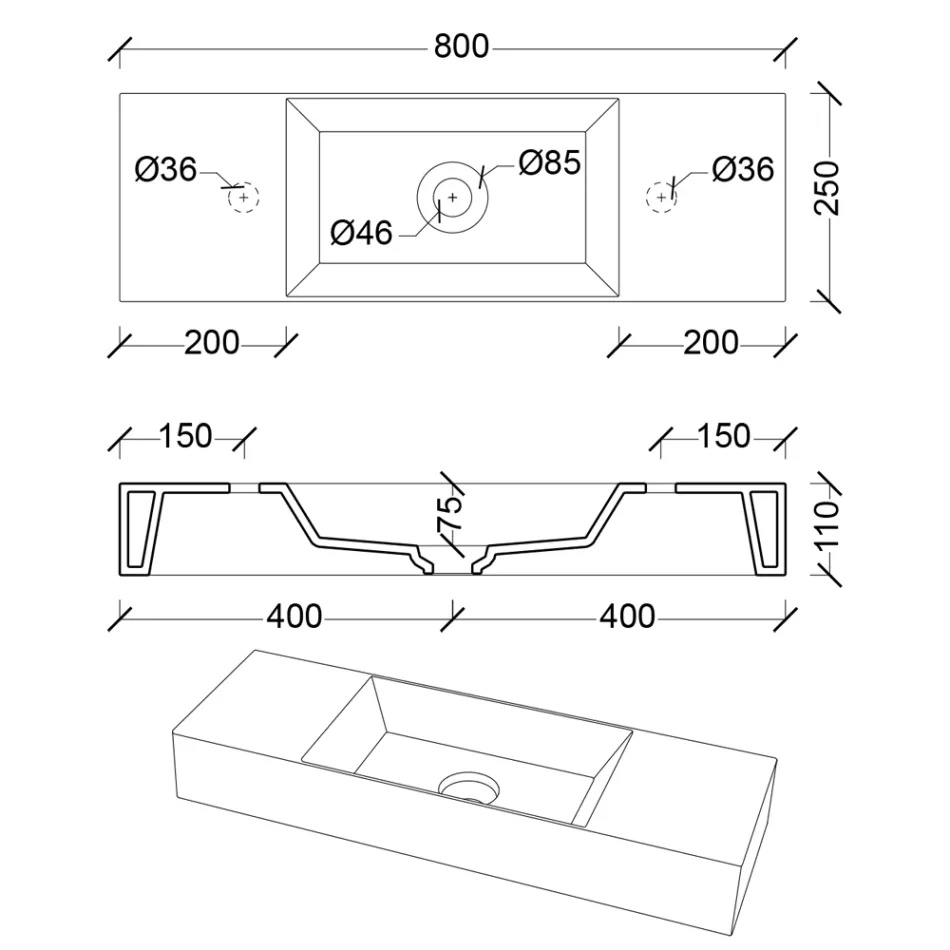 Lavaman banjoje me banjo tavani ose mur në qeramikë Prodhuar në Itali - Akt Viadurini