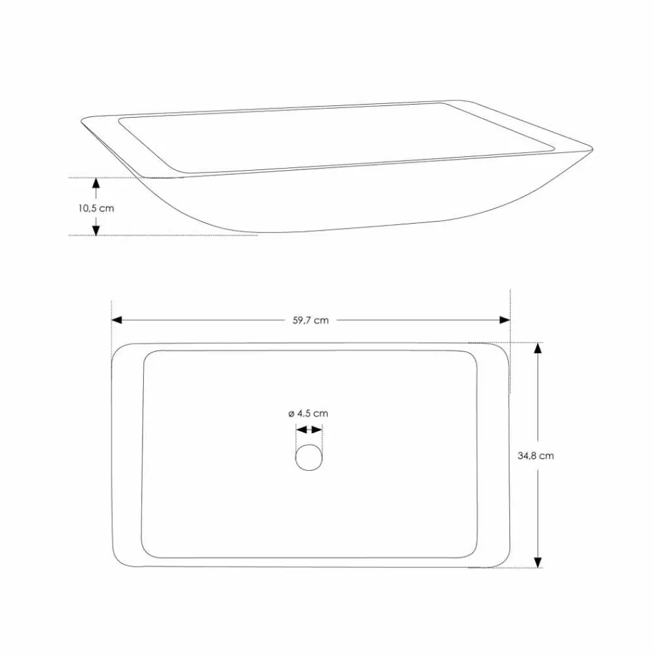 Lavaman countertop në formë drejtkëndëshe në sipërfaqe të ngurtë të bardhë - Albertina Viadurini