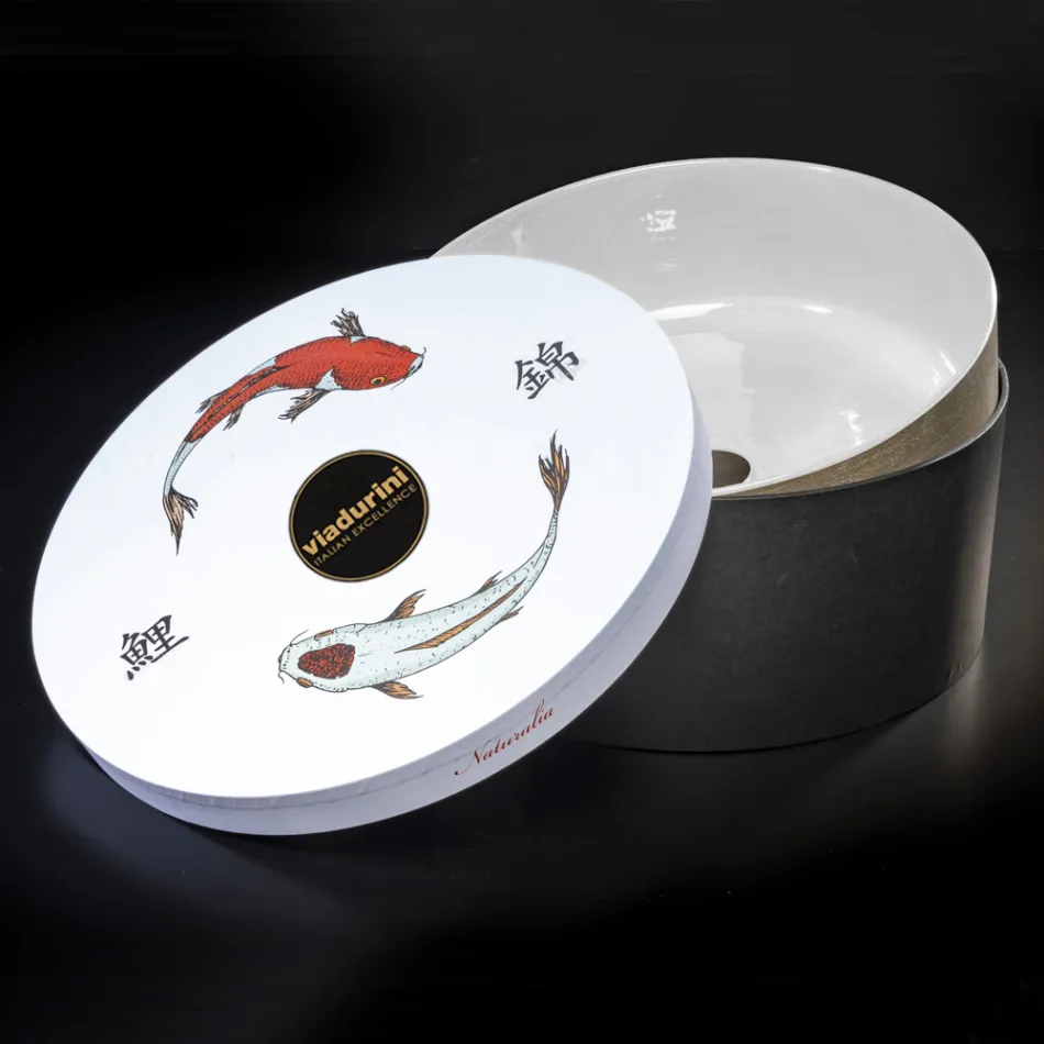 Lavaman banjo me dizajn të bardhë në balte zjarrduruese Prodhuar në Itali - Tatiana Viadurini