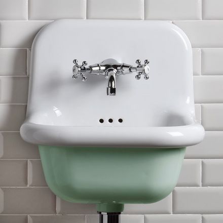 Lavaman i pavarur i banjës në qeramikë të bardhë dhe me ngjyra 42 cm - Meridiano Viadurini