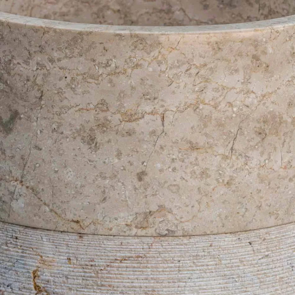 Lavaman për banjë të pavarur në formë cilindrike të përfunduar prej fildishi prej mermeri - Cremino Viadurini