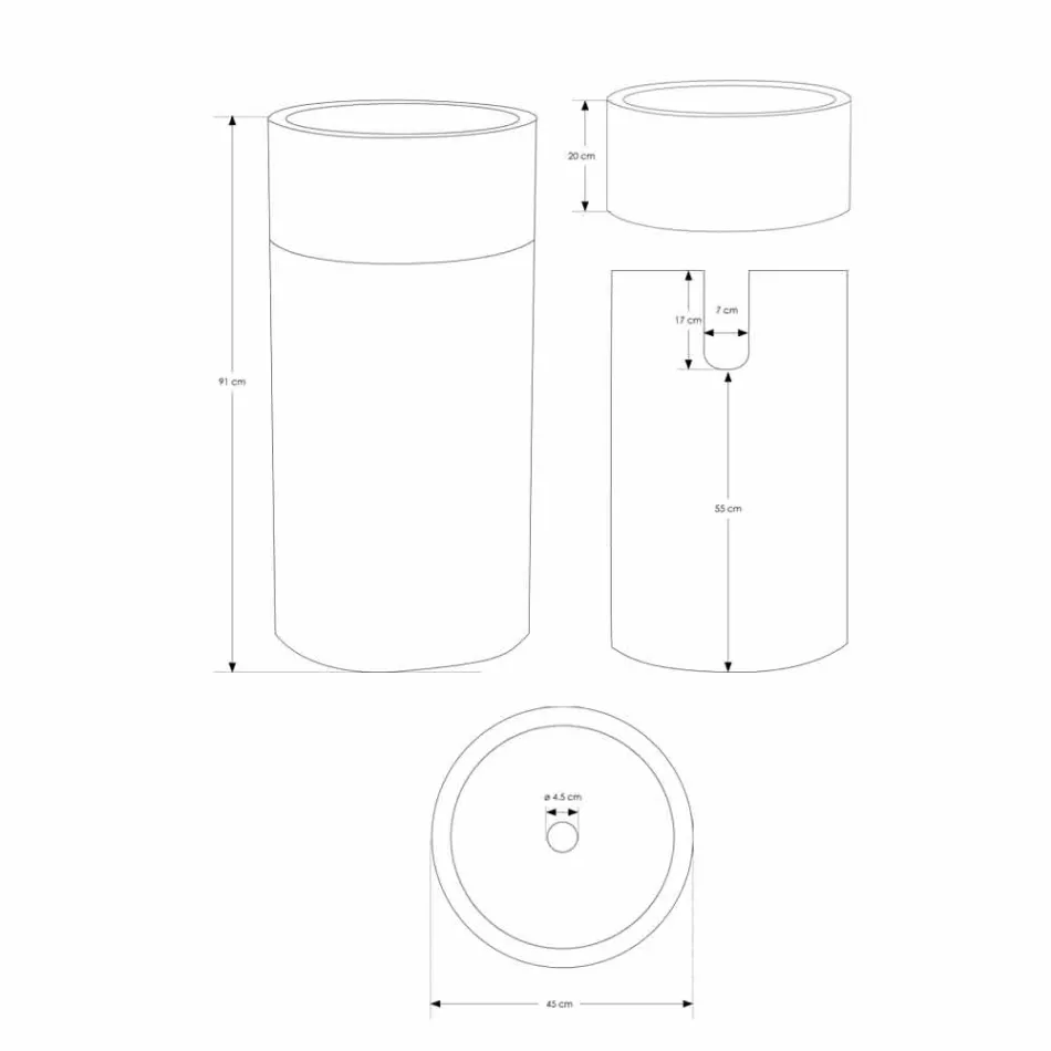 Lavaman për banjë të pavarur në formë cilindrike të përfunduar prej fildishi prej mermeri - Cremino Viadurini