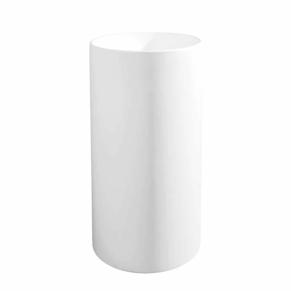 Lavaman për banjë të pavarur në rrëshirë të bardhë me formë cilindrike - Libertine Viadurini