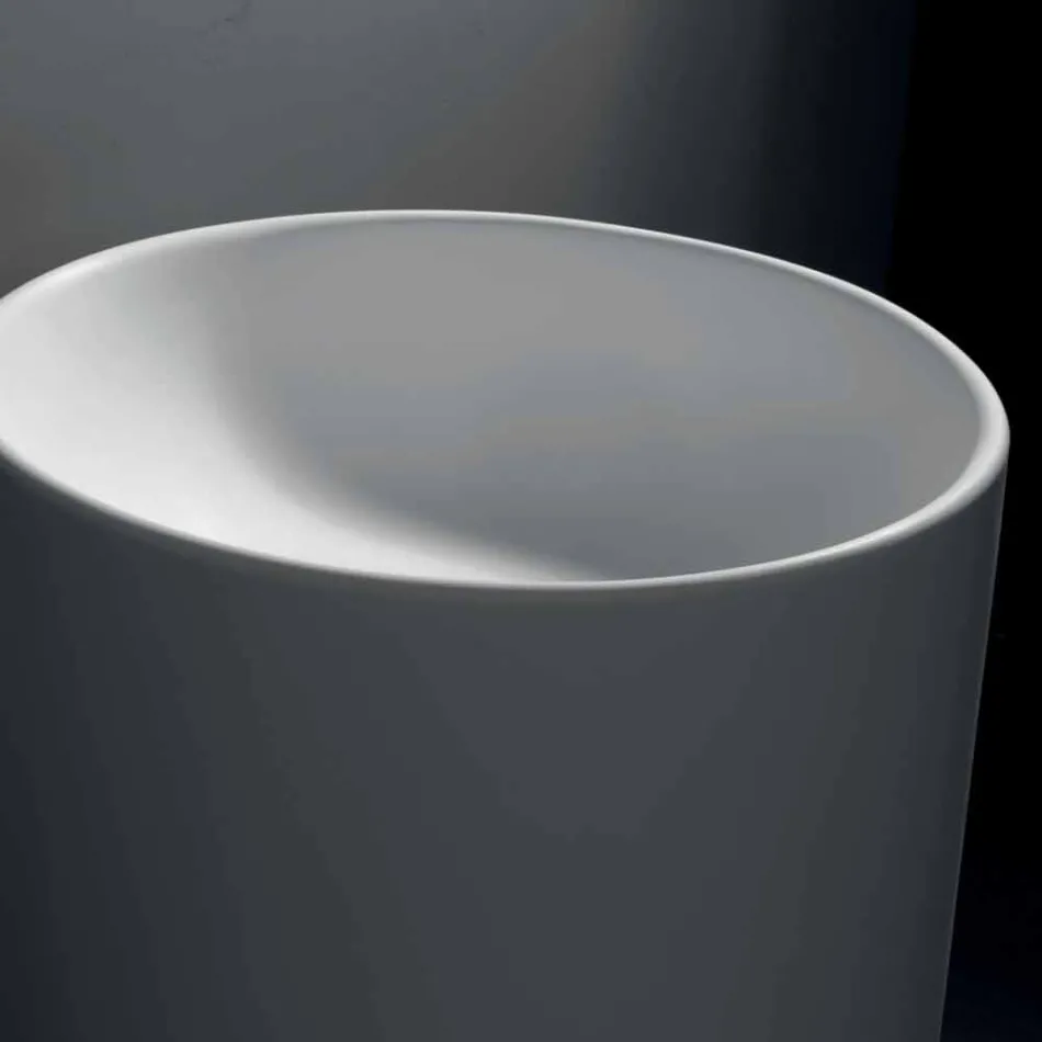 Lavaman për banjë të pavarur në rrëshirë të bardhë me formë cilindrike - Libertine Viadurini