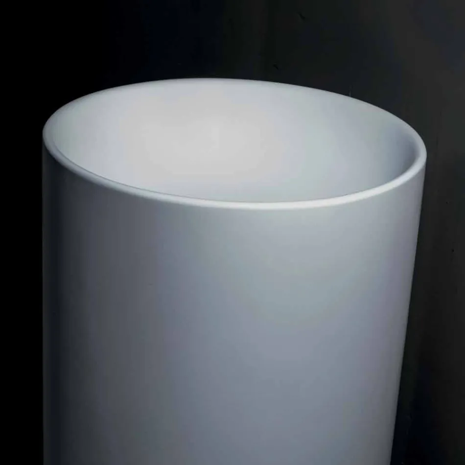 Lavaman për banjë të pavarur në rrëshirë të bardhë me formë cilindrike - Libertine Viadurini