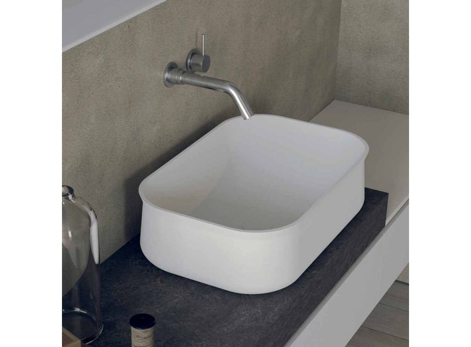 Banjë me banjë të bardhë drejtkëndëshe Counter Top Design - Tulyp2 Viadurini