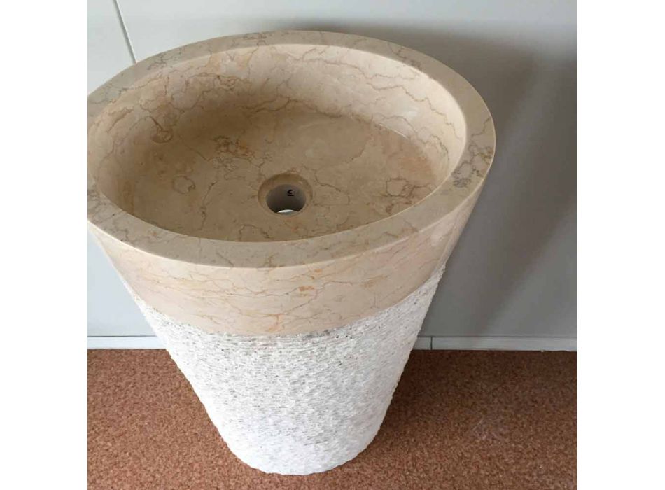 Siro dizajnoni lavaman të bardhë në gur natyral, copë unike Viadurini