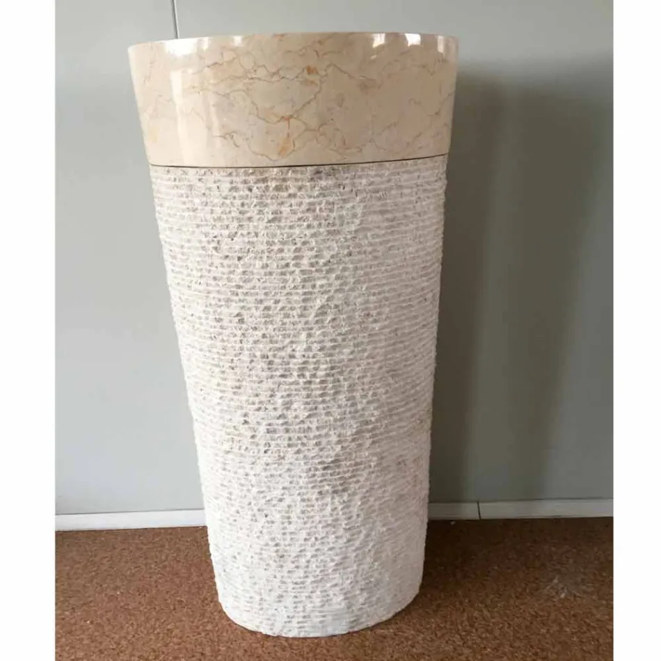 Siro dizajnoni lavaman të bardhë në gur natyral, copë unike Viadurini