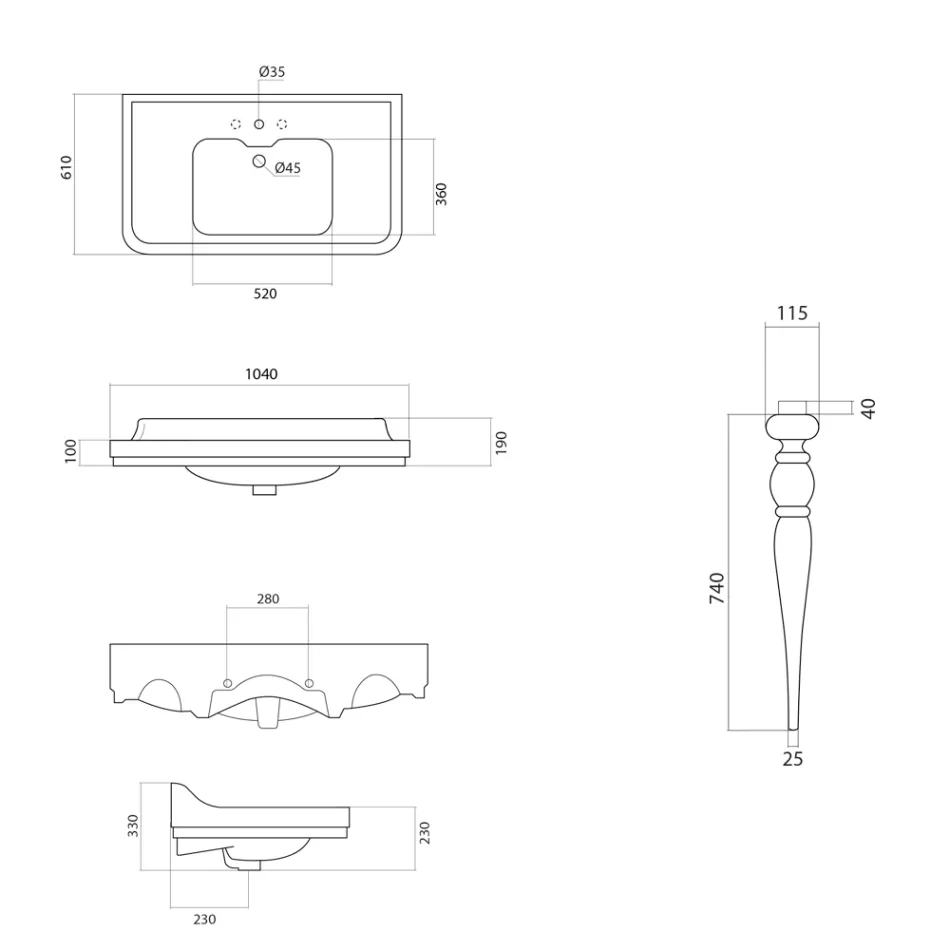 Lavaman Console në Qeramikë të Bardhë Made in Italy Style Classic - Wollie Viadurini