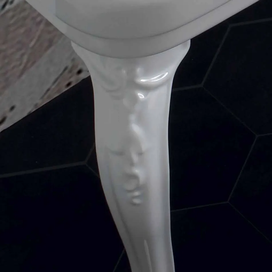 Lavaman për konsol në qeramikë të bardhë me dizajn klasik italian, Swami Viadurini