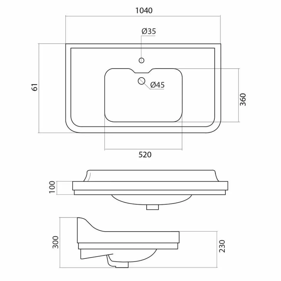 Lavaman për konsol në qeramikë të bardhë me dizajn klasik italian, Swami Viadurini