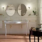 Lavaman konsol Vintage me tas të dyfishtë dhe këmbë qeramike Prodhuar në Itali - Paulina Viadurini