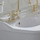 Lavaman konsol Vintage me tas të dyfishtë dhe këmbë qeramike Prodhuar në Itali - Paulina Viadurini