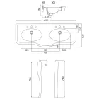 Lavaman konsol Vintage me tas të dyfishtë dhe këmbë qeramike Prodhuar në Itali - Paulina Viadurini