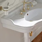 Lavaman konsol Vintage me tas të dyfishtë dhe këmbë qeramike Prodhuar në Itali - Paulina Viadurini