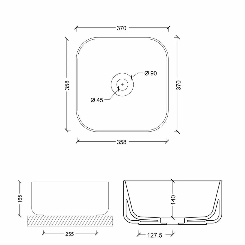 Lavaman countertop 37x37cm në qeramikë të bërë në Itali Star, dizajn modern Viadurini