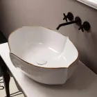 Larja e countertop lavamanit prej ari të bardhë qeramik i bërë në Itali Oscar Viadurini