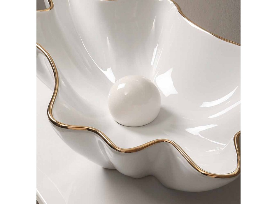 Larja e pllakave countertop për larjen e arit qeramike të bardhë të bërë në Itali Rayan Viadurini