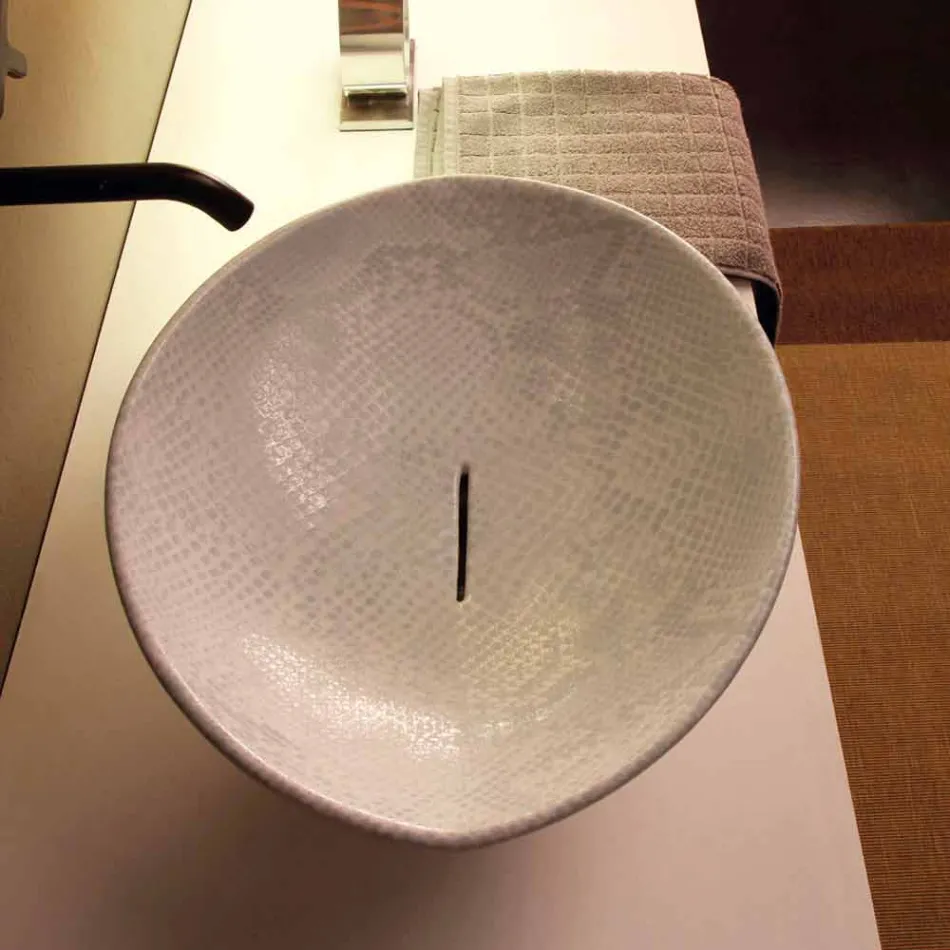 Larja e bardhë countertop e qepës me qeramikë të bardhë, e bëri Italinë Kafshët Viadurini