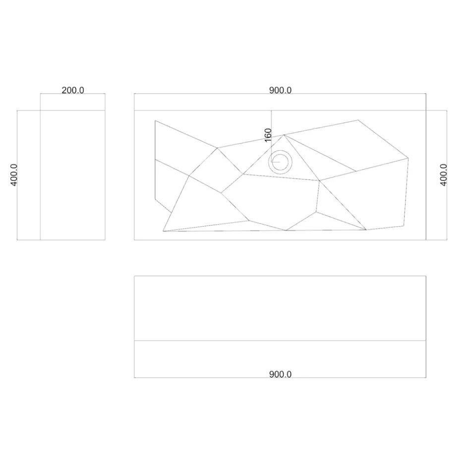 Dizajn modern Pellguri countertop Solid Surface, Brill, i punuar me dorë në Itali Viadurini