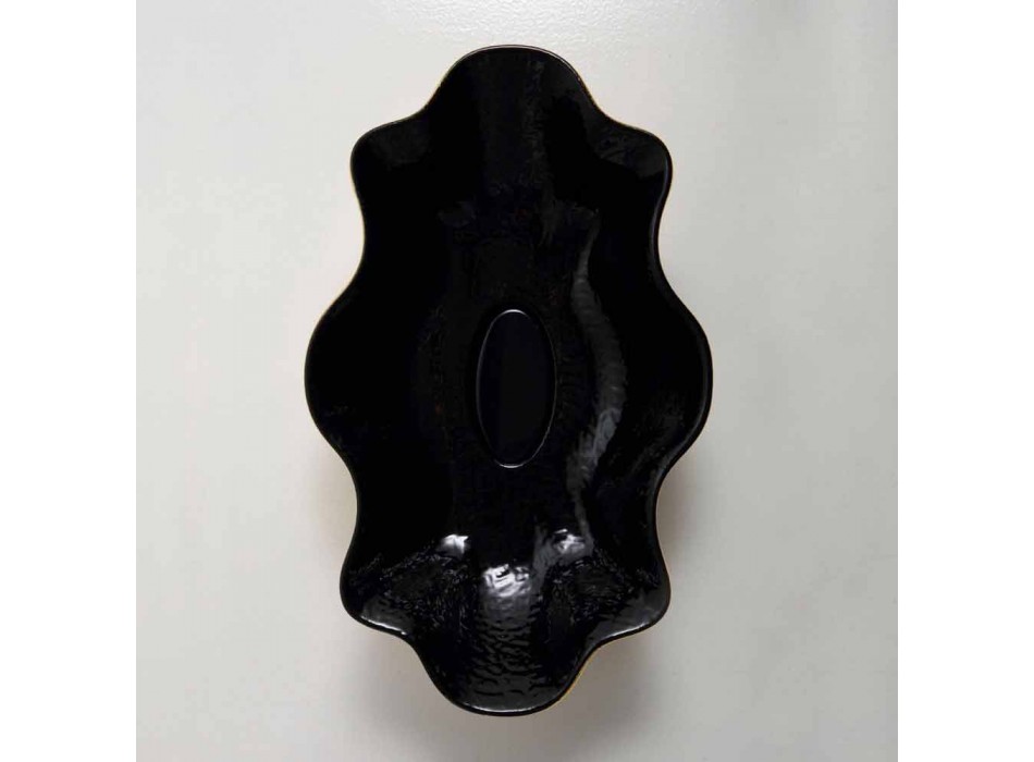 Lavaman countertop në dizajn qeramik të zi dhe ari të bërë në Itali Cubo Viadurini