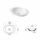 Design Countertop Washbasin në Qeramikë me ngjyrë të Bardhë ose Melle Viadurini