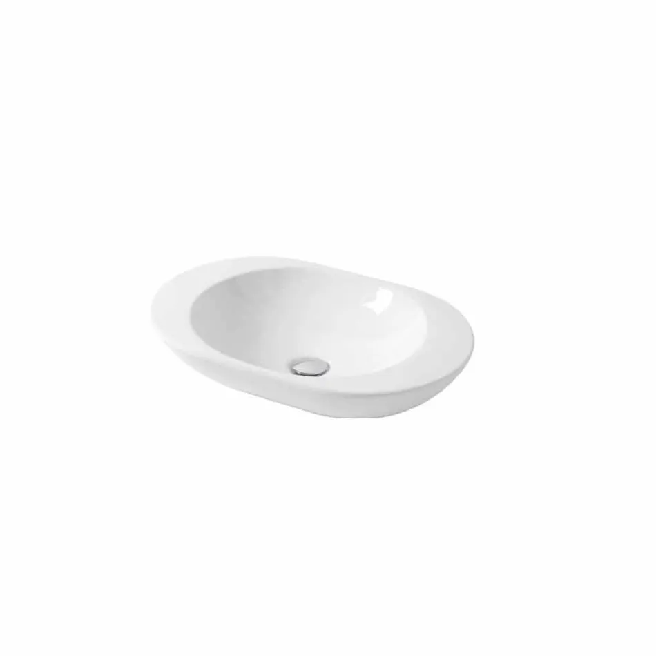 Design Countertop Washbasin në Qeramikë me ngjyrë të Bardhë ose Melle Viadurini