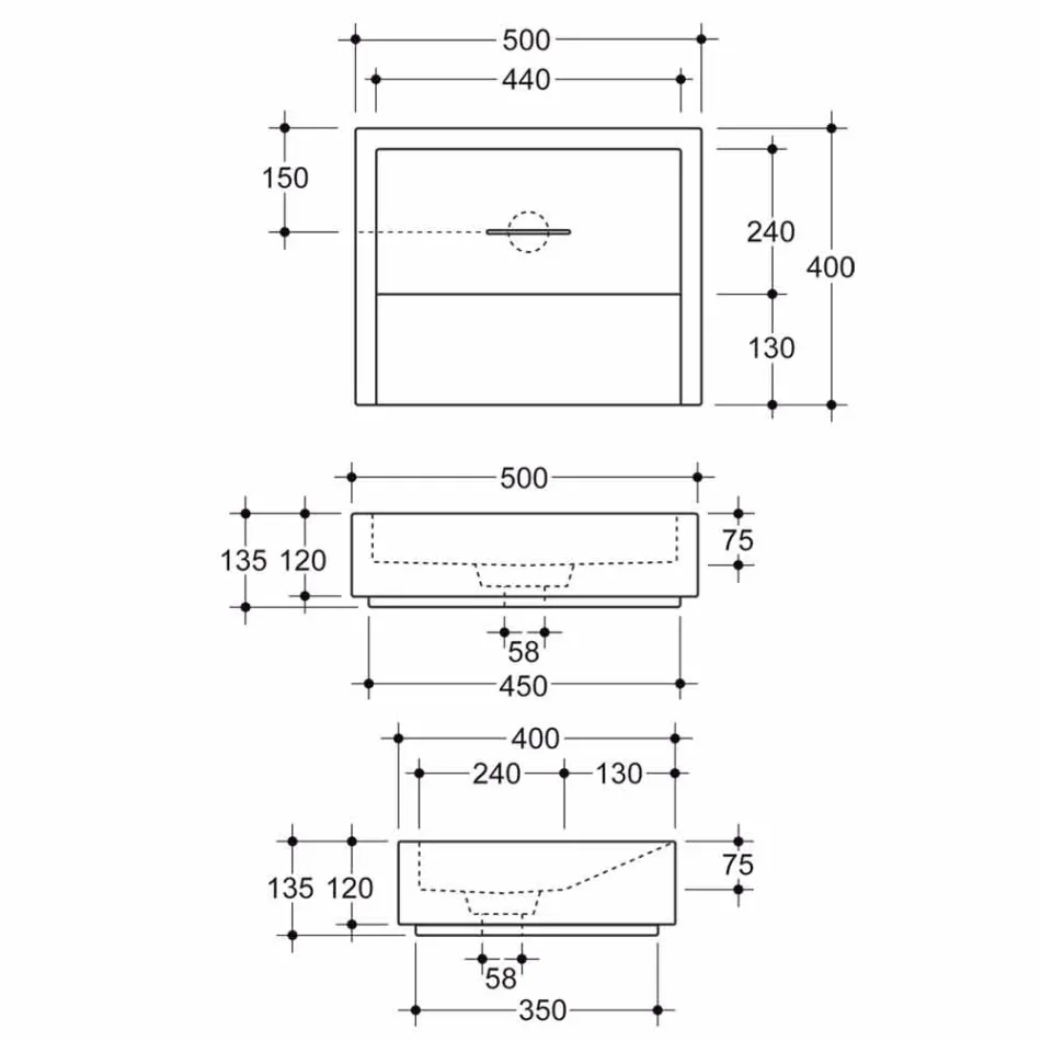 Dizenjoni lavaman drejtkëndëshe qeramike të bërë në Itali Dalia Viadurini
