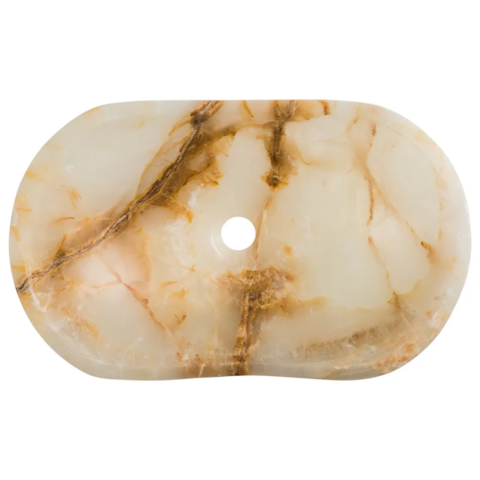 Lavaman banaku i projektuar në gur oniks Lana, i punuar me dorë Viadurini