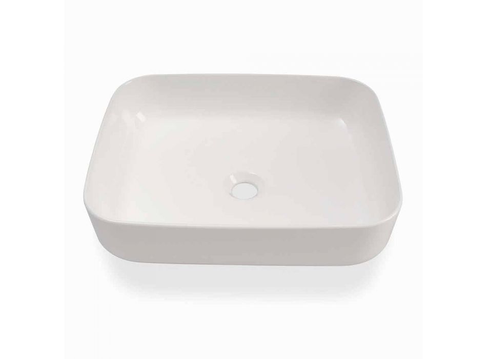 Countertop Washbasin Design Design Modern në Qeramikë të Bardhë të bërë në Itali - Turku Viadurini