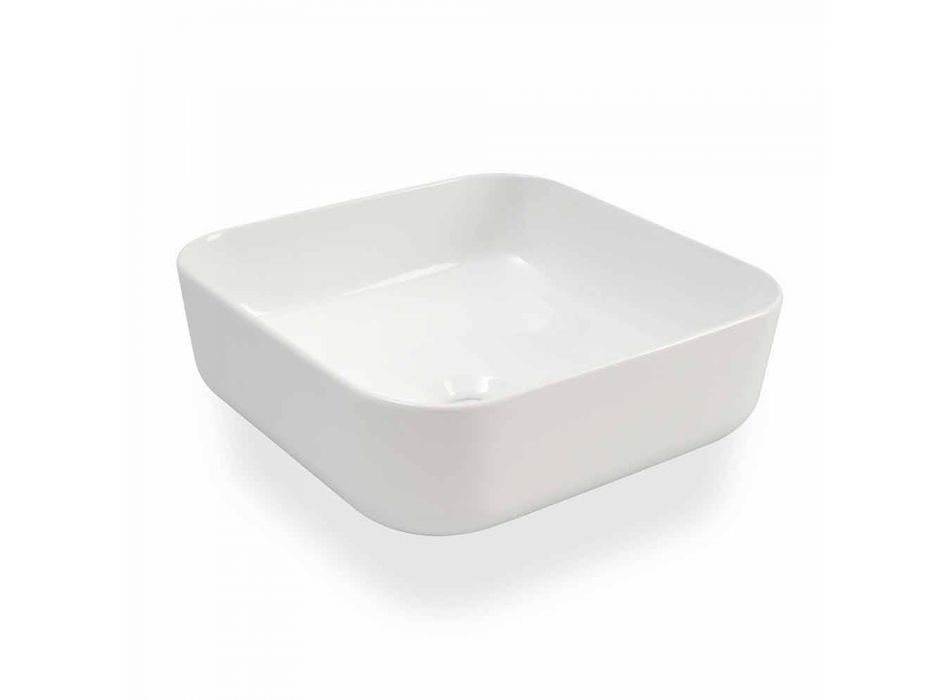 Countertop Washbasin Design Design Modern në Qeramikë të Bardhë të bërë në Itali - Turku Viadurini