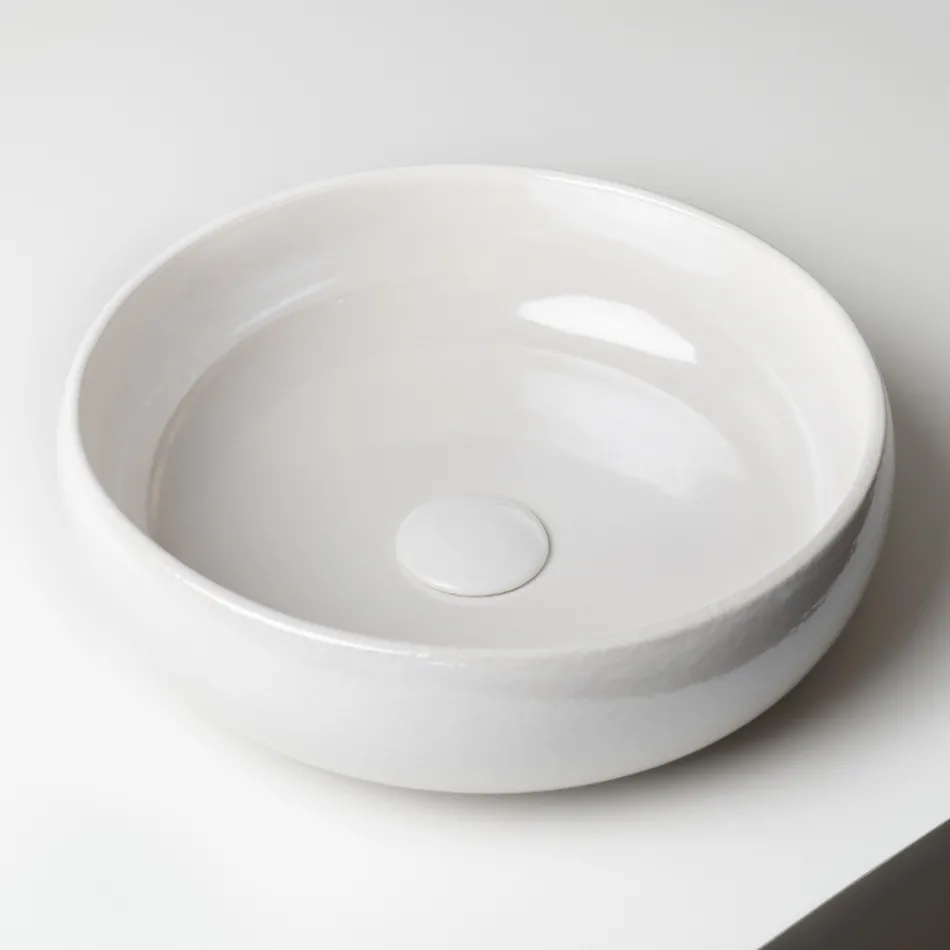 Lavaman Raku prej Argjile me Shkëlqim Metalik Craquelé - Prisma Viadurini