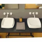 Lavaman countertop në modelin e bardhë qeramik të bërë në Itali Simon Viadurini