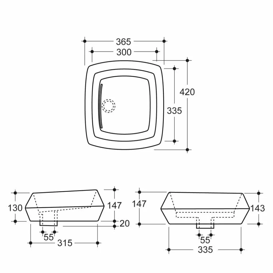 Lavaman countertop në modelin e bardhë qeramik të bërë në Itali Simon Viadurini