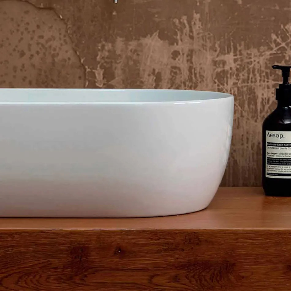 Lavaman countertop në qeramikë të bardhë ose me ngjyrë Star 55x35 të bëra në Itali Viadurini